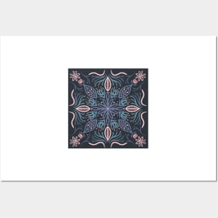 Flower Mandala Summertime - Pink & Dark Gray Posters and Art